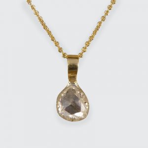 Antique Late Georgian Rose Cut Diamond Pendant on 18ct Gold Chain