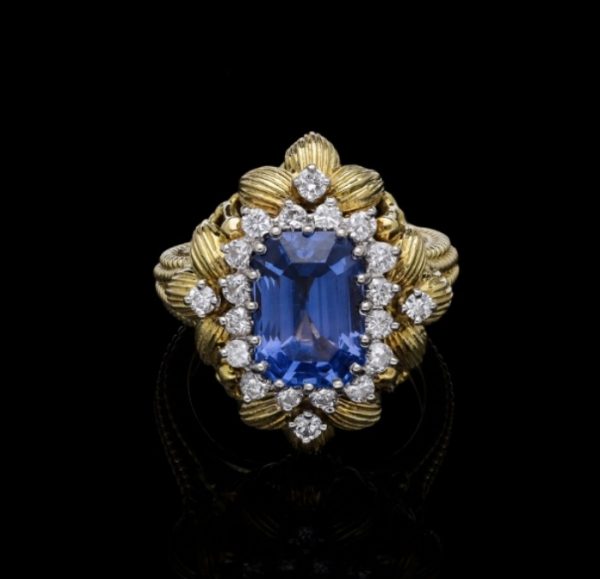 Colour Change Sapphire 4.70ct and Diamond Ring