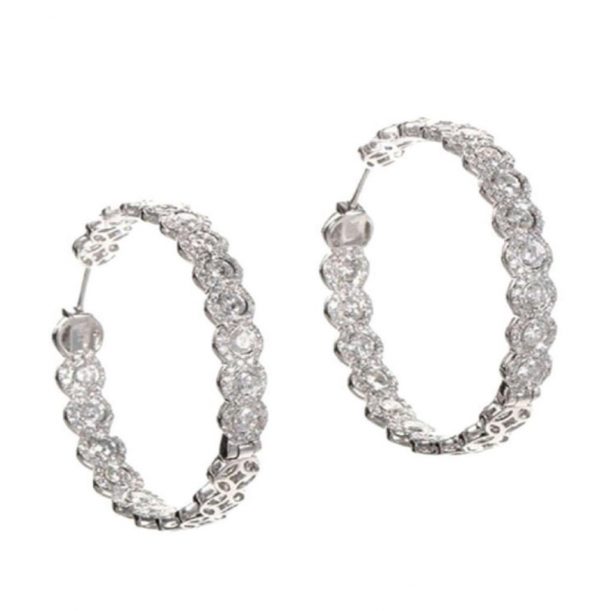 Diamond hoop earrings 5 carats rose cut