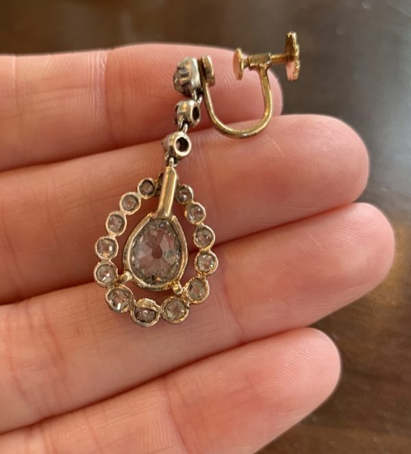 back Antique 19th century diamond earrings