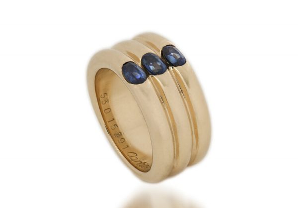 Vintage Cartier Triple Band Sapphire Ring in 18ct Yellow Gold