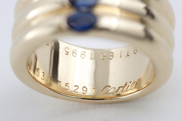 Vintage Cartier Triple Band Sapphire Ring in 18ct Yellow Gold