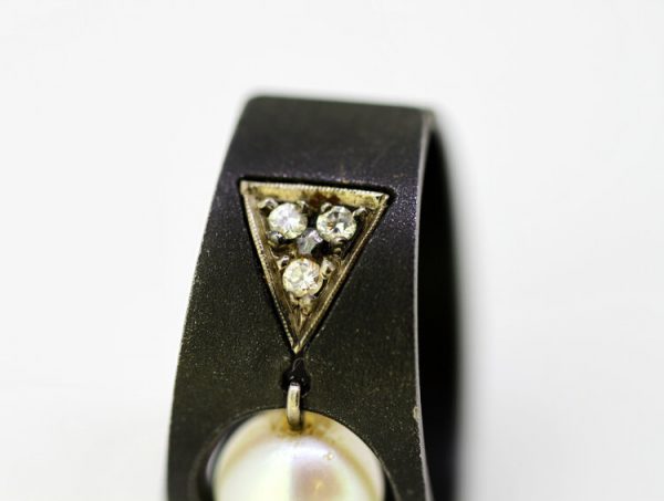 Vintage Marsh & Co. Steel Diamond Cultured Pearl and White Gold Earrings circa 1930's
