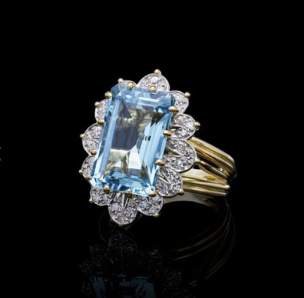 Vintage Cartier Aquamarine Diamond Cluster Ring
