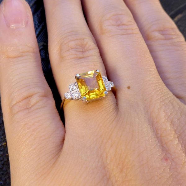 Yellow Sapphire 2.60cts and Diamond Ring