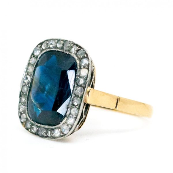 Antique Art Deco 4ct Sapphire and Diamond Ring