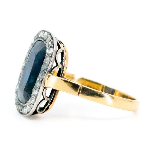 Antique Art Deco 4ct Sapphire and Diamond Ring