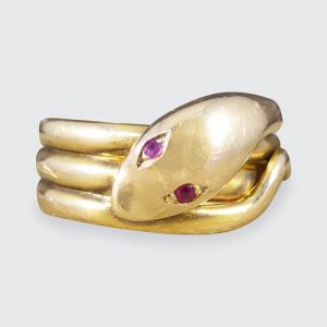 Antique Victorian Ruby Snake 15ct Gold Ring