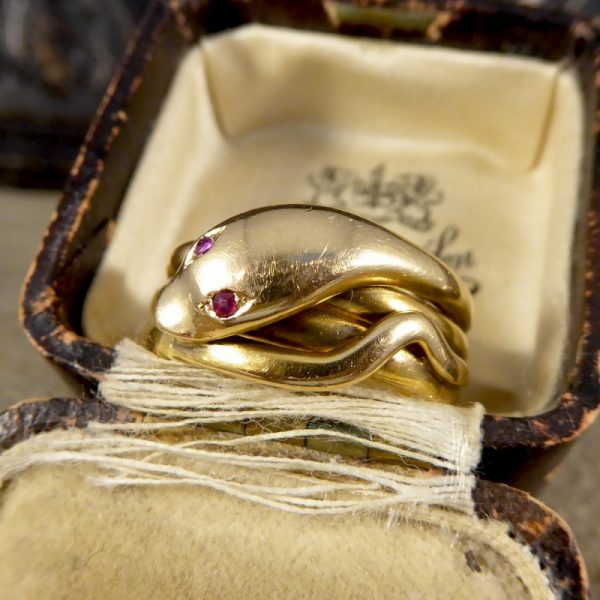 Antique Victorian Ruby Snake 15ct Gold Ring