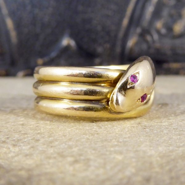 Antique Victorian Ruby Snake 15ct Gold Ring