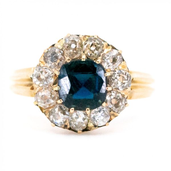 Antique Victorian Sapphire Diamond Cluster Ring