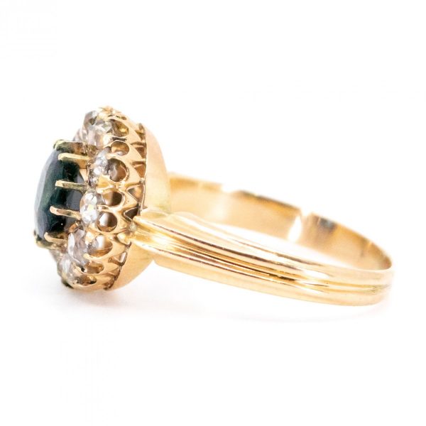 Antique Victorian Sapphire Diamond Cluster Ring