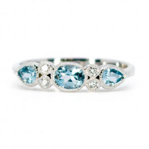 Art Deco Style Aquamarine and Diamond Band Ring