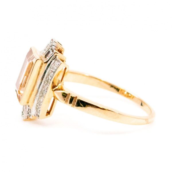 Art Deco Style Morganite and Diamond Ring