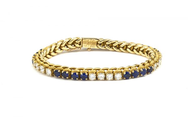 Vintage 1940s Oscar Heyman Sapphire and Diamond Bracelet in 18ct Gold