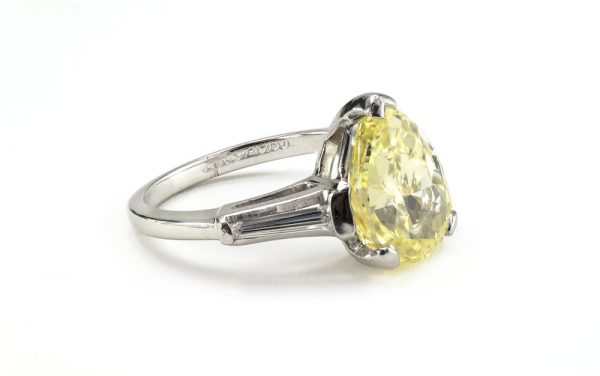 4.01ct Fancy Intense Yellow Diamond Platinum Ring