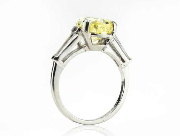 4.01ct Fancy Intense Yellow Diamond Platinum Ring