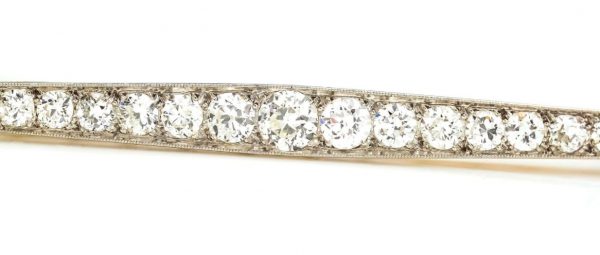 Vintage Round Cut Diamond Platinum Bar Brooch