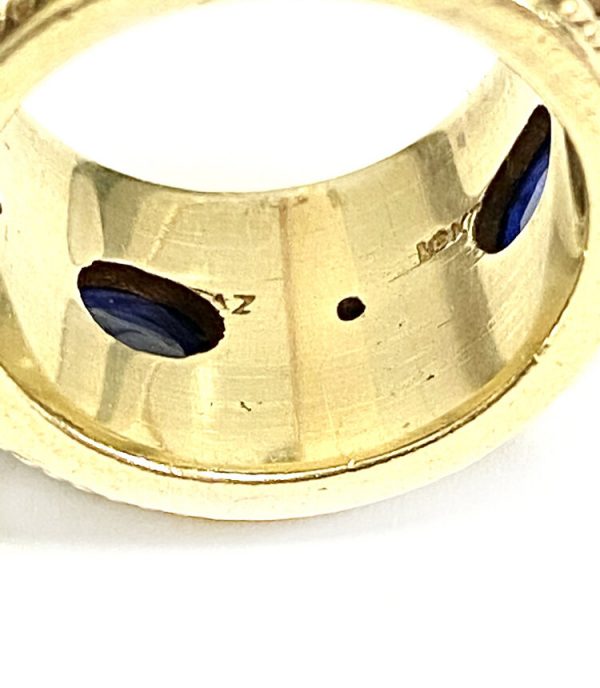 Vintage Byzantine Style Sapphire and Diamond Band Ring, 18ct Gold