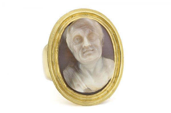 Antique Georgian 22ct Gold Hardstone Cameo Ring Attributed to Antonio Berini