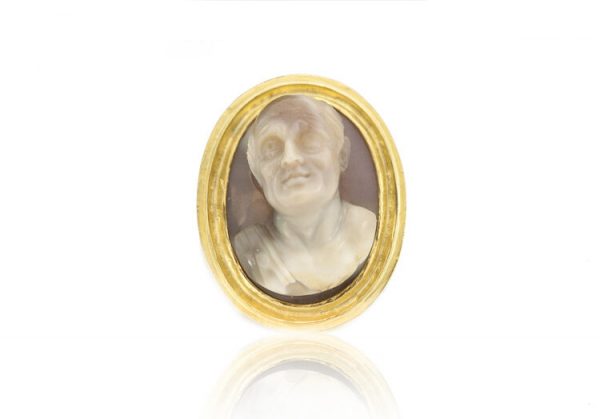Antique Georgian 22ct Gold Hardstone Cameo Ring Attributed to Antonio Berini