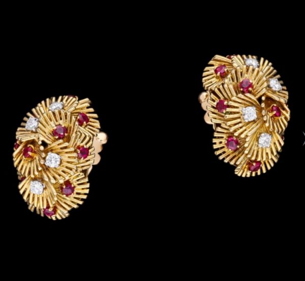 Van Cleef & Arpels Ruby and Diamond Earrings and Ring Set