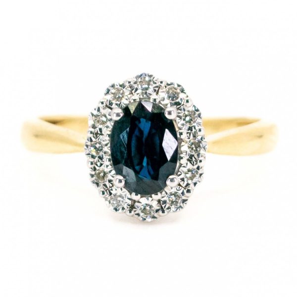 Victorian Style 1.20ct Sapphire and Diamond Oval Cluster Ring