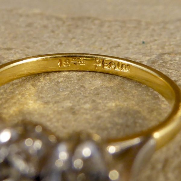 Vintage 1.48ct Old European Cut Diamond Three Stone Ring