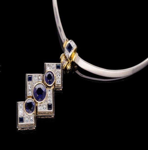 Vintage 6ct Sapphire and Diamond Convertible Necklace