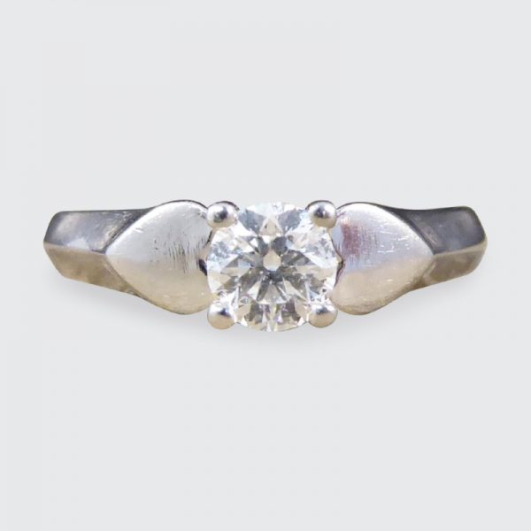 Vintage Brilliant Cut Diamond and Platinum Heart Shoulders Ring