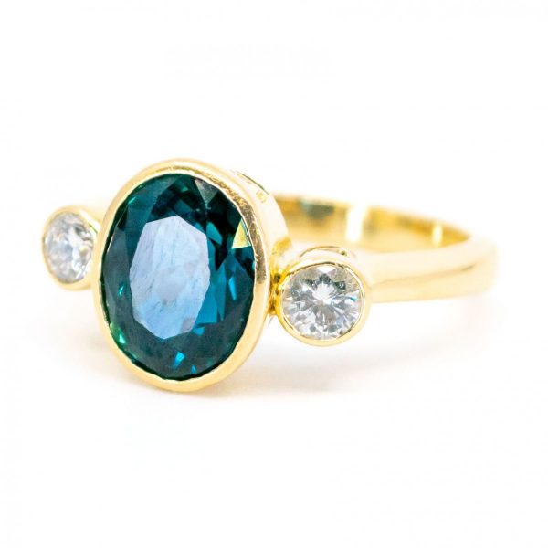 Vintage Sapphire Diamond Three Stone Ring