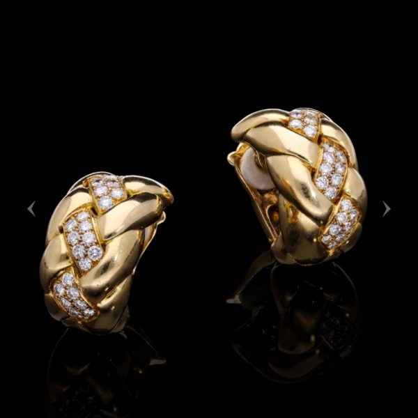 Vintage Van Cleef & Arpels Diamond and Gold Earrings