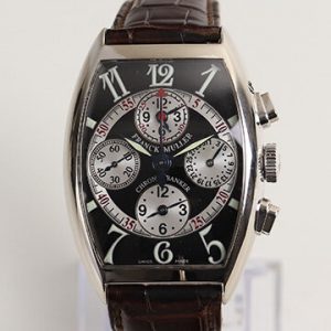 Franck Muller 7850 Chronobanker 18ct White Gold Automatic Watch; black dial, silvered sub-dials, blue-steel and luminescent hands, box, papers
