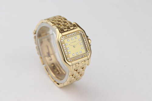 Cartier Ladies Panthère 18ct Yellow Gold Diamond Dial and Bezel, Box