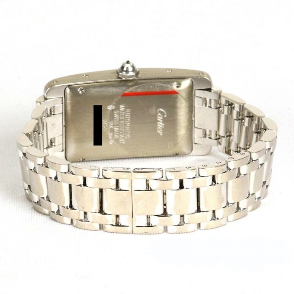 Cartier Tank Americaine 2490 Midi Size 18ct White Gold Diamond Set Automatic Rectangular Watch, white guillioche dial, Roman numerals, date aperture, 18ct white gold bracelet with concealed double deployment clasp