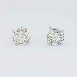 1.30ct Diamond Solitaire Stud Earrings; classic pair of diamond single stone stud earrings, 1.30 carat total, claw set, in 18ct white gold