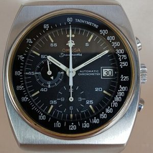 Vintage 1970s Omega Speedmaster 125 Anniversary Limited Edition 42mm Stainless Steel Watch; black dial, date aperture, chronograph, automatic