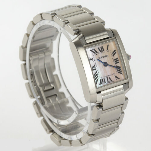Cartier Tank Francaise Ladies Watch 20mm Stainless Steel, Pink MOP Dial