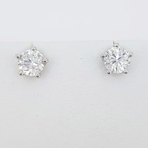 1.80ct Diamond Single Stone Stud Earrings, G/H colour, SI2 clarity, 1.80 carats, five-claw set, 18ct white gold, post and butterfly fittings