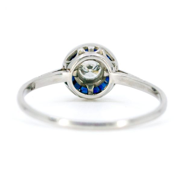 Art Deco Style Diamond Sapphire Target Cluster Ring