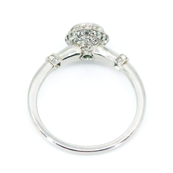 Art Deco Style Diamond Target Cluster Platinum Ring