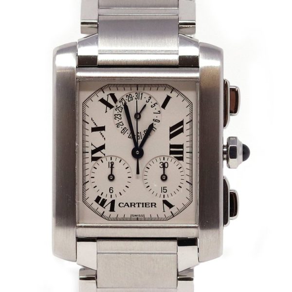 Cartier Tank Francaise Stainless Steel 2303 Chronograph Chronoflex Watch