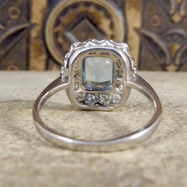 Edwardian Style 1.60ct Aquamarine and Diamond Platinum Ring