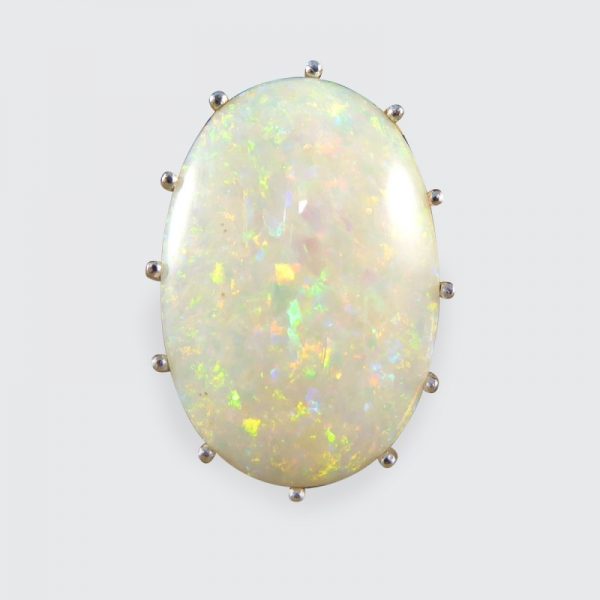 Large Opal 18ct White Gold Dress Ring