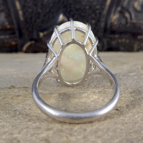 Large Opal 18ct White Gold Dress Ring