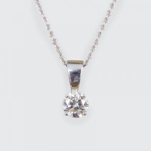 Modern 0.66ct Brilliant Diamond Pendant with Chain