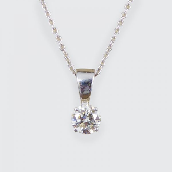 Modern 0.66ct Brilliant Diamond Pendant with Chain