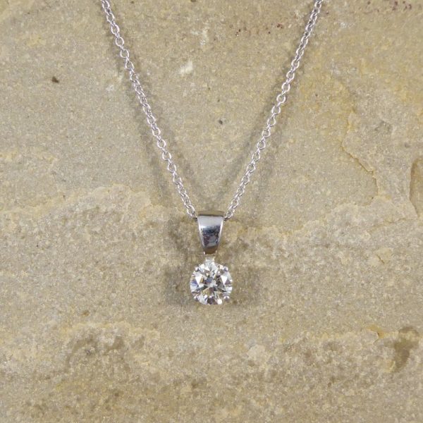 Modern 0.66ct Brilliant Diamond Pendant with Chain