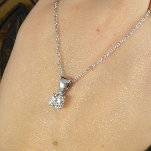 single stone On Model Brilliant Diamond Pendant with Chain