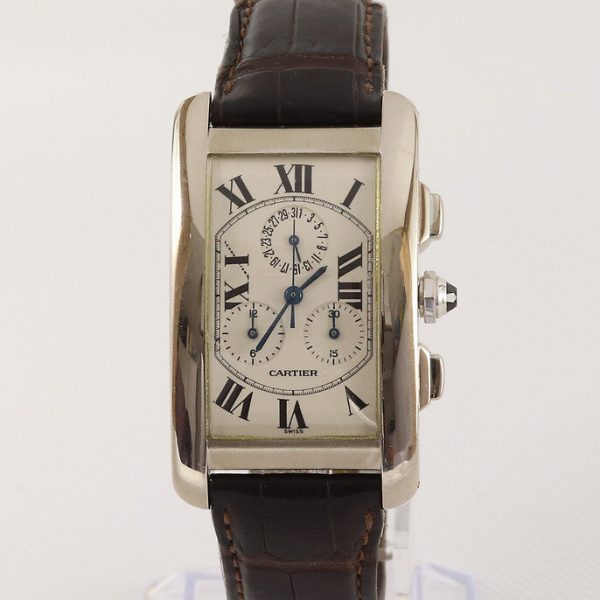 Cartier Tank Americaine Gents 18ct White Gold 2312 Chronograph Box